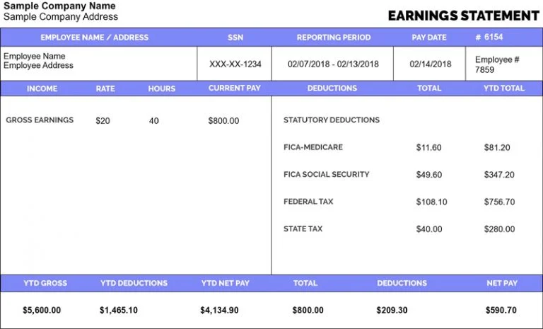 Template 2 pay stub template for sample company payroll statement