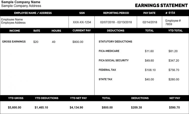 Template 3 pay stub template for sample company payroll statement