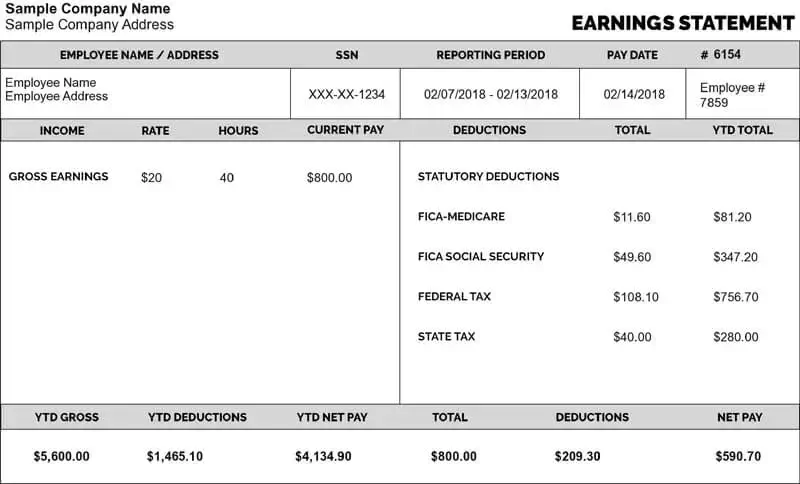 Free Pay Stub Template with Calculator | No Watermark | Download Sample