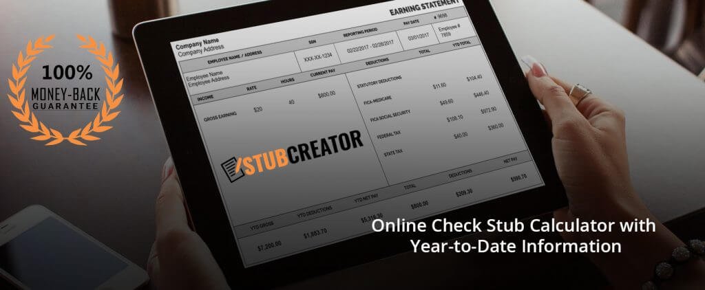 Online Check Stub Calculator with Year-to-Date Information | Stubcreator