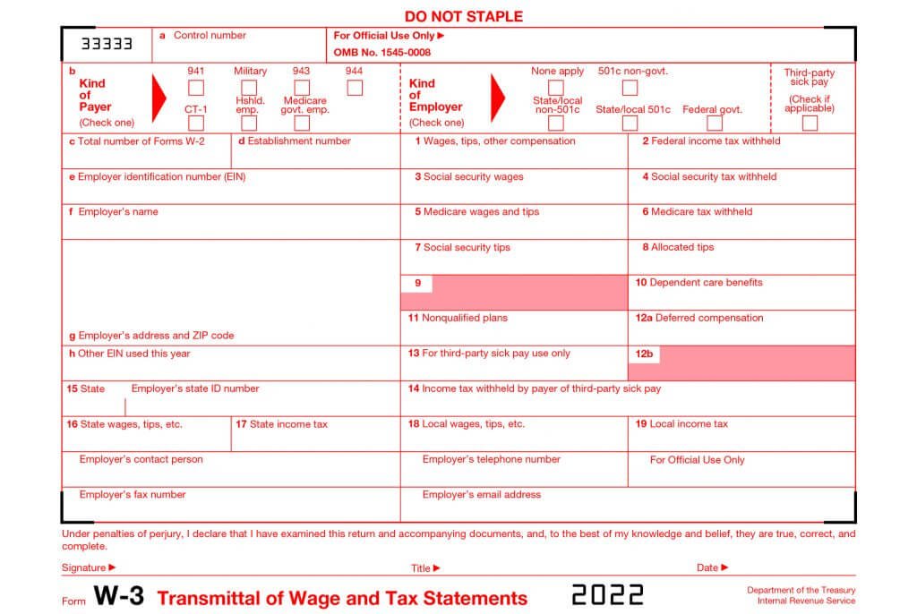 Printable W3 Form PDF Stub Creator