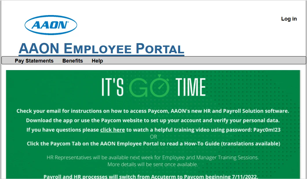 AAON Paystubs