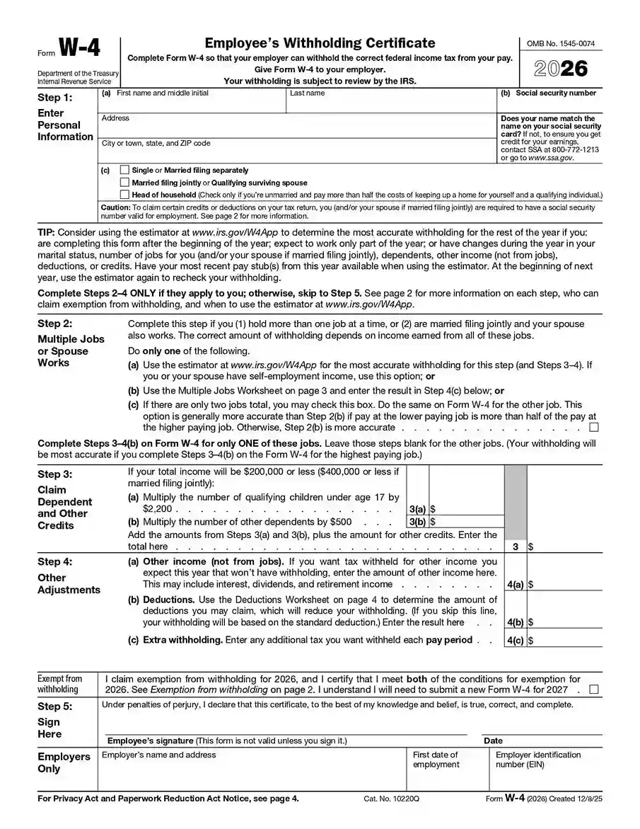 W4 Form 2026