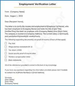 Employment Verification Template 1